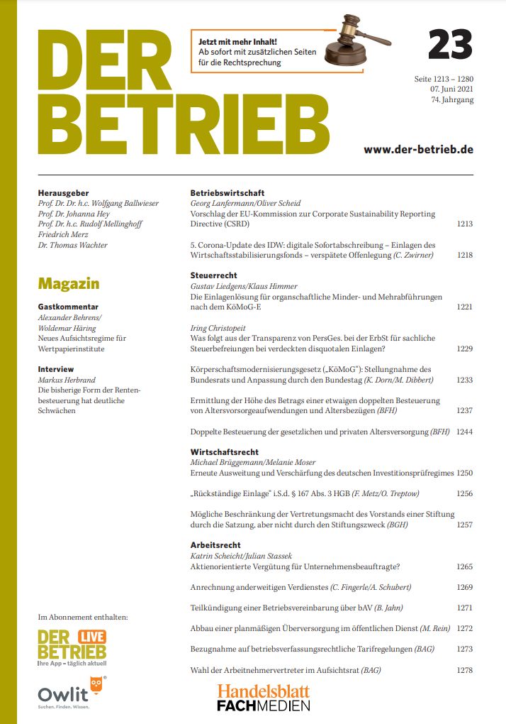 DER BETRIEB Abo DER BETRIEB Studentenabo